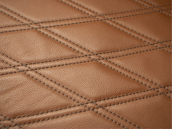 Leather zipper detail and stitching